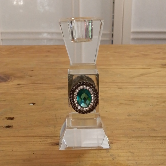 Crystal Pedestal Jeweled Candlestick Holder - Picture 4 of 7